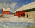 雪の中のビョルネゴールの赤い家 ノルウェー クロード・モネ